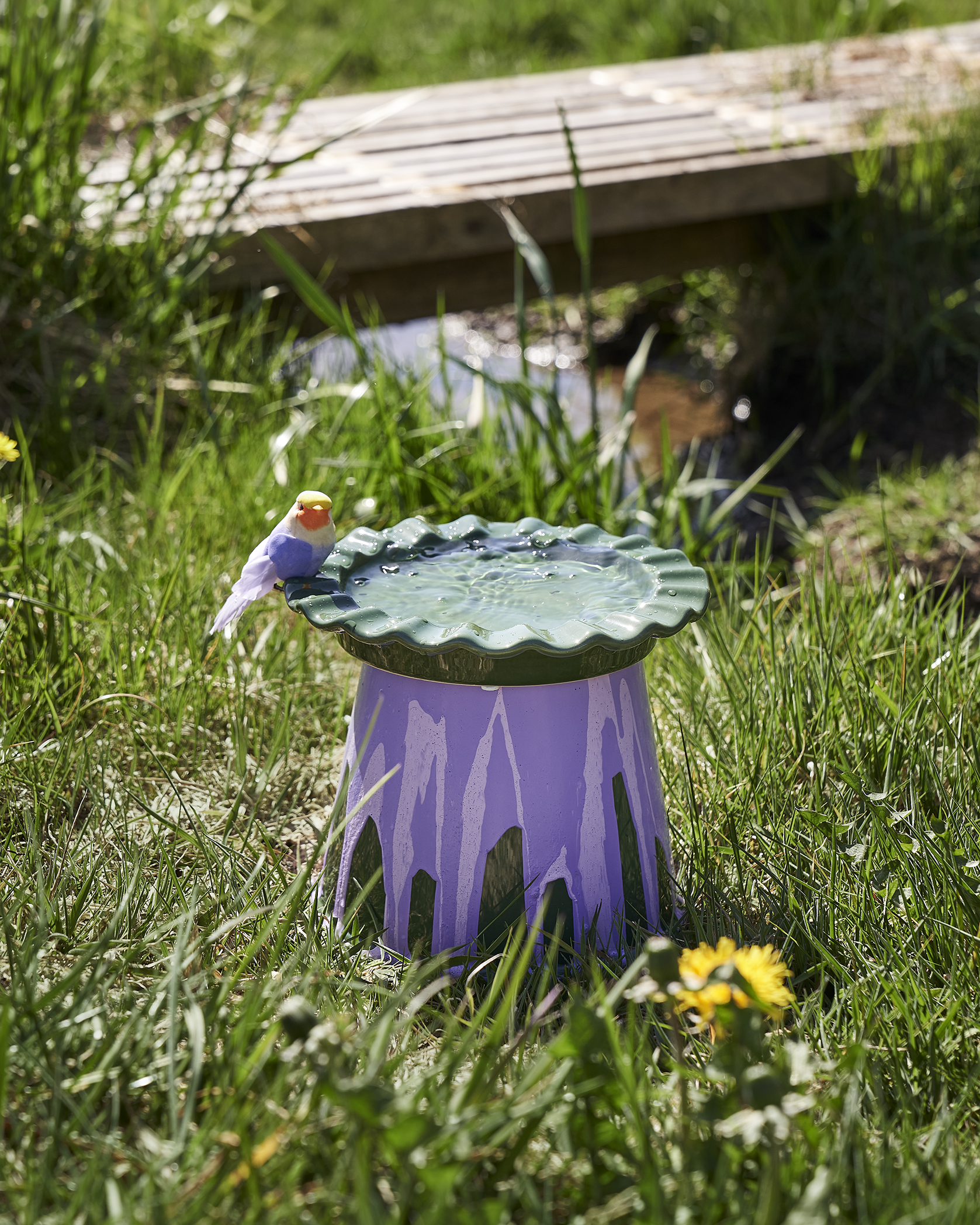 Decorative Flowerpot Birdbath (2)