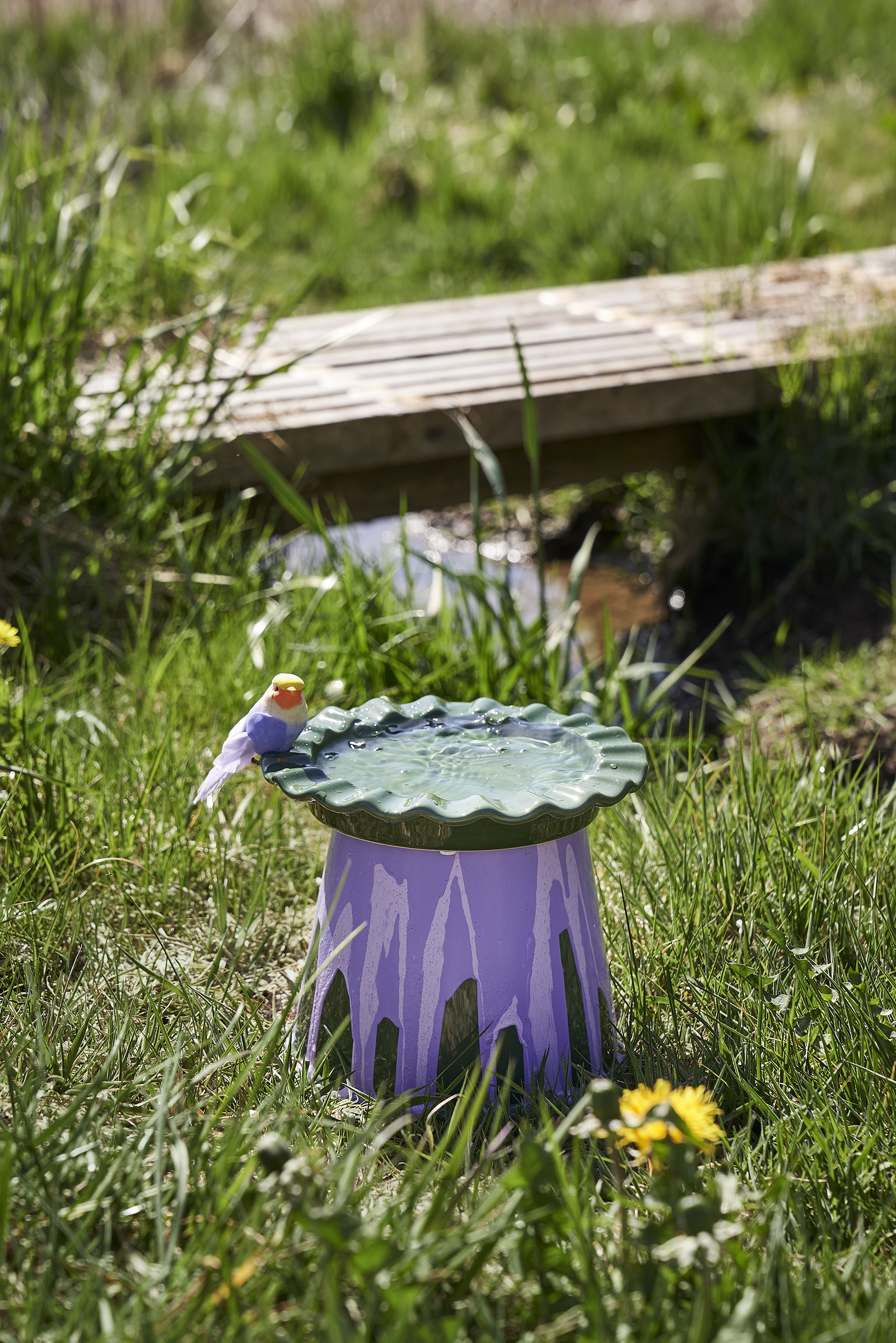 Decorative Flowerpot Birdbath (3)